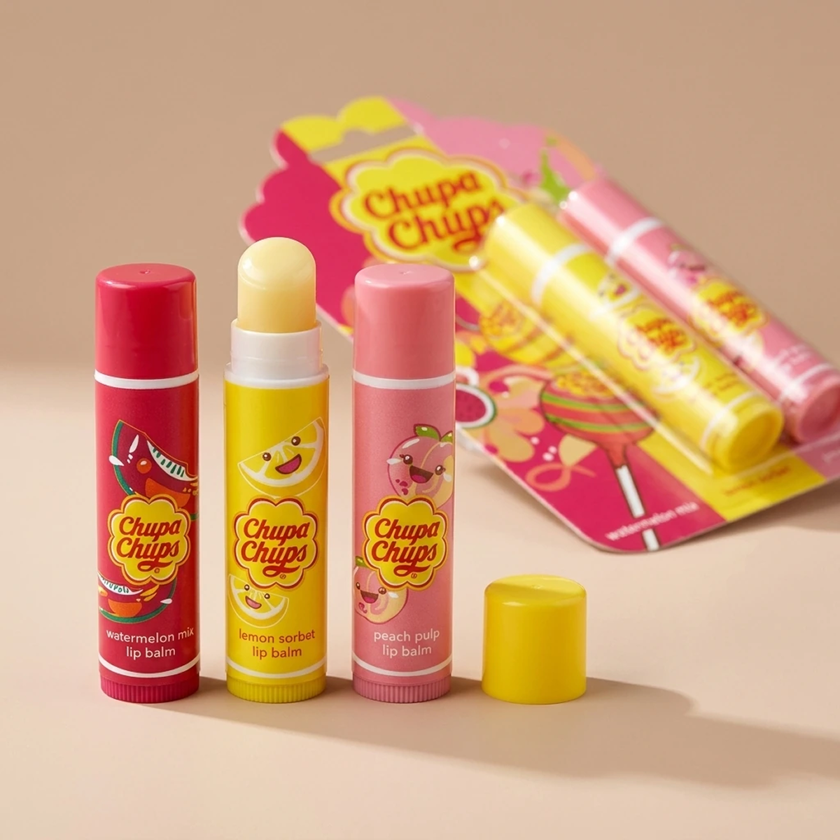 Chupa Chups - Watermelon Mix + Lemon Sorbet + Peach Pulp - Lip Balm