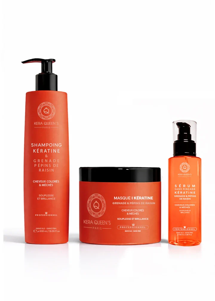 Kera Queen's - Grenade Pépins de Raisin - Shampoo 500ml + Maske 500ml + Serum 100ml